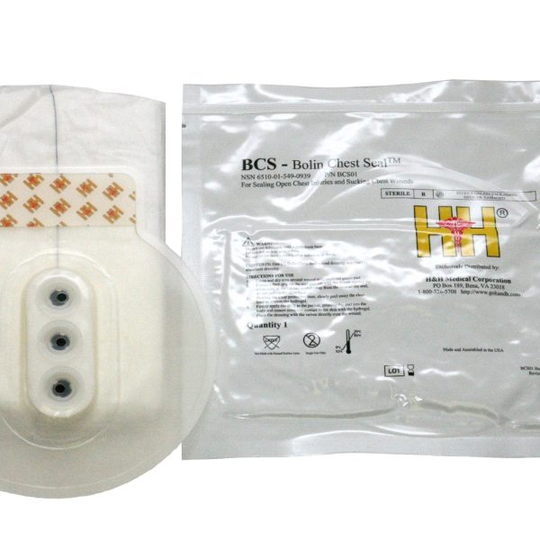 Bolin Chest Seal Göğüs Tamponu15 cm çapıda, 10×15 cm yara temizleme pediyle, 3 adet tek yönlü valfli, steril, açık pnömotoraksı tedavi etmek için paketli göğüs tamponu.